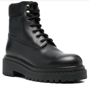Prada Black Lace-Up Leather Boots